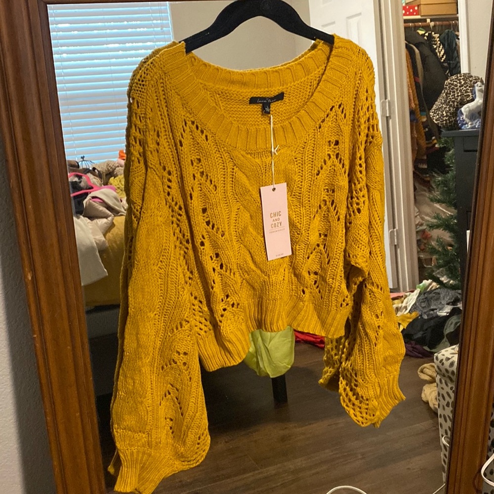 Mustard, yellow sweater